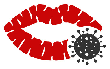 Vector lips herpes virus flat icon. Vector pictograph style is a flat symbol lips herpes virus icon on a white background.