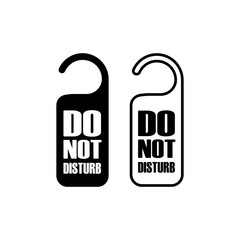 Do not disturb icon. Hotel door warning messages on isolated white background. EPS 10 vector.