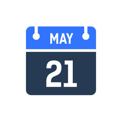Calendar Date Icon - May 21 Vector Graphic