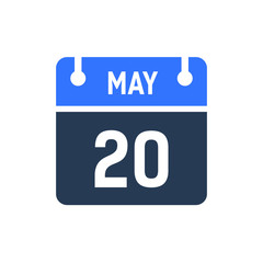 Fototapeta premium Calendar Date Icon - May 20 Vector Graphic