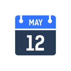 Calendar Date Icon - May 12 Vector Graphic