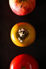 food, fruit, tomato, red, isolated, fresh, ripe, vegetable, healthy, persimmon, apple, white, juicy, orange, diet, organic, sweet, freshness, nature, ingredient, eating, natural, half, vitamin, vegeta