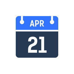 Calendar Date Icon - April 21 Vector Graphic