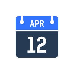 Calendar Date Icon - April 12 Vector Graphic