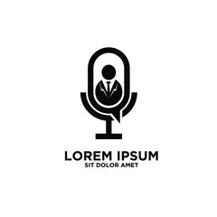 simple modern abstract podcast mic logo icon design