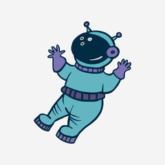 Cosmonaut. Vector color drawing of an astronaut. Flat illustration. Man in space. Man in a spacesuit