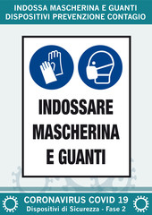 indossa mascherina e guanti, dispositivi prevenzione contagio
