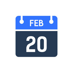 Calendar Date Icon - February 20 Vector Graphic