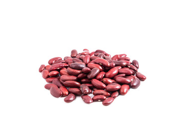 Pile of red kidney beans on white background.