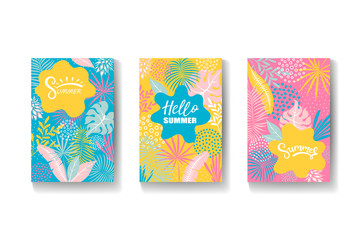 bright summer background with tropical leaves