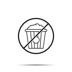 No popcorn icon. Simple thin line, outline vector of cinema ban, prohibition, embargo, interdict, forbiddance icons for ui and ux, website or mobile application