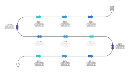 Abstract arrows of graph, diagram with 11 steps, options, parts or processes. Vector business template for presentation.