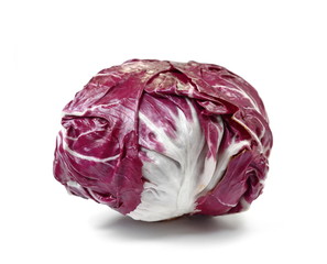Radicchio, red salad isolated on white background. Red cabbage.