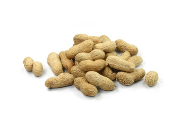 Peanuts isolated on the white background. Peanuts pod or arachis isolated on white background