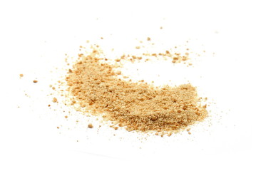 Ground biscuits on white background.