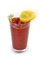 Glass of apple, kiwi, blackberry milkshake or cocktail isolated on white background. 