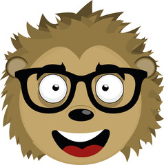 Vector illustration of the face of a cute porcupine with glasses

