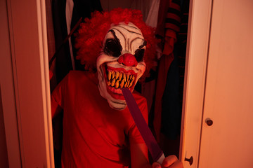 boy dressed up as monster mask night terror concept