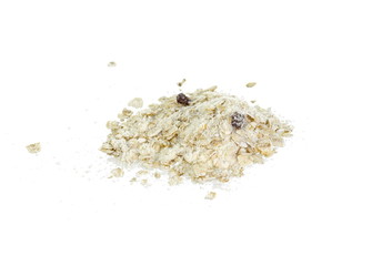 oatmeal with dry grapes isolated on white