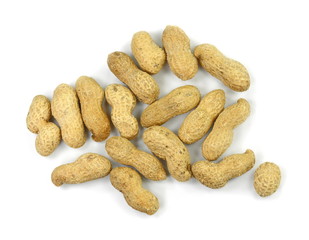 Peanuts isolated on the white background. Peanuts pod or arachis isolated on white background