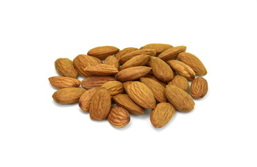 Almonds isolated on white background.