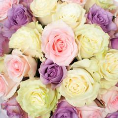 Pastel bouquet of flowers from roses.