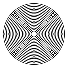 Circle labyrinth vector. Labyrinth (maze) game board. 