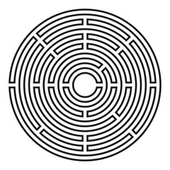 Circle labyrinth vector. Labyrinth (maze) game board. 