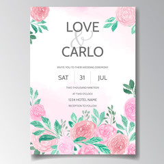 Wedding invitation card with beautiful floral watercolor