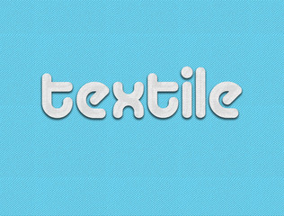 woven text on fabric .textile text on blue fabric .textile symbol . 3d illustration 