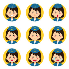 Stewardess Avatar With Various Expression