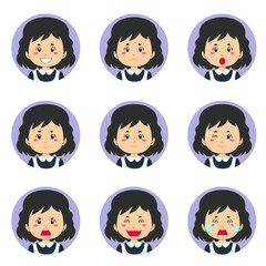 Female Housemaid Avatar With Various Expression
