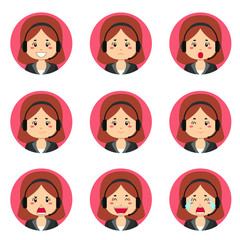 Female Customer Service Avatar With Various Expression