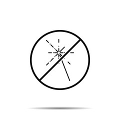 No mardi gras, fireworks icon. Simple thin line, outline vector of mardi gras ban, prohibition, embargo, interdict, forbiddance icons for ui and ux, website or mobile application