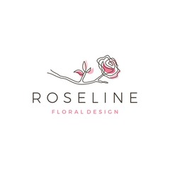 rose line logo vector icon illustration outline monoline