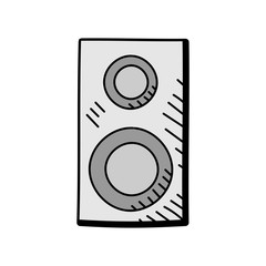 audio speaker hand drawn vector design. multimedia icon