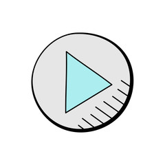 play button hand drawn vector design. multimedia icon