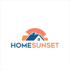 home sunset vector logo modern design