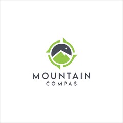 Compass modern mountain vector logo design