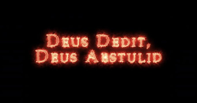 Deus dedit, Deus abstulid written with fire. Loop