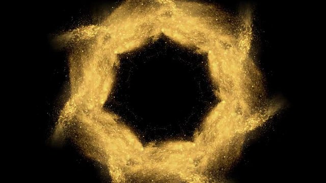 Gold ink in water shooting with high speed camera. Golden glitter sand or dust creating abstract cloud formations metamorphosis. Art backgrounds. Super Slow Motion at 1000fps.