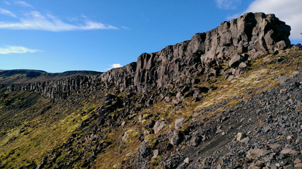 rocky mountain landscape on Laugevagur trail in Iceland