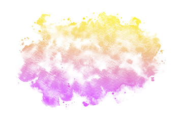 Abstract pink and yellow watercolor textuer on white background.