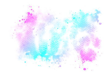 Abstract pink and blue watercolor textuer on white background.
