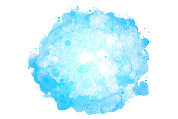 Abstract blue watercolor textuer on white background.
