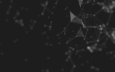 Abstract background. Molecules technology with polygonal shapes, connecting dots and lines. Connection structure. Big data visualization.