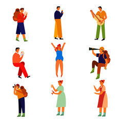 Man and woman design character happy holiday collection vector concept.