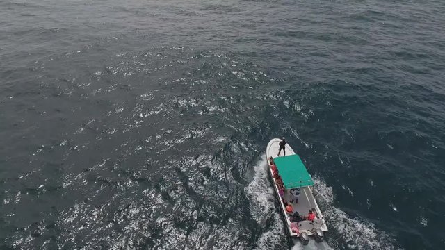 Tour Boats off Holbox Mexico  Aerial View