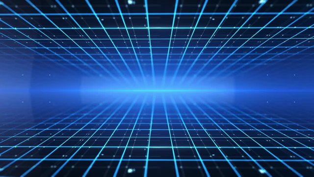 Digital technology lines background is a spectacular motion graphics background. High-tech HUD grid video, blue news studio background, high-tech digital product promotion, corporate promotion.