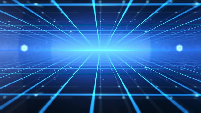 Digital technology lines background is a spectacular motion graphics background. High-tech HUD grid video, blue news studio background, high-tech digital product promotion, corporate promotion.